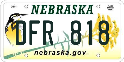 NE license plate DFR818