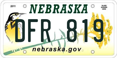 NE license plate DFR819