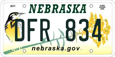 NE license plate DFR834