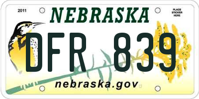NE license plate DFR839
