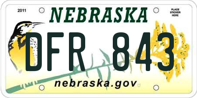 NE license plate DFR843
