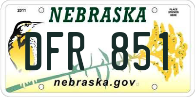 NE license plate DFR851