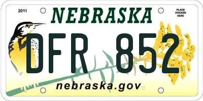 NE license plate DFR852