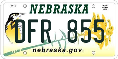 NE license plate DFR855