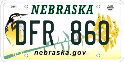NE license plate DFR860
