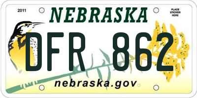 NE license plate DFR862