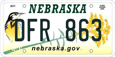 NE license plate DFR863