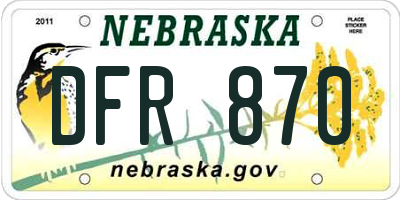 NE license plate DFR870