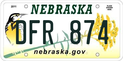 NE license plate DFR874