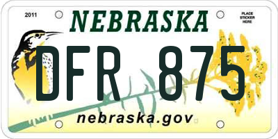 NE license plate DFR875