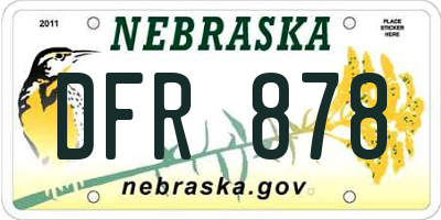 NE license plate DFR878