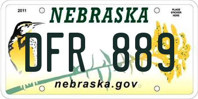 NE license plate DFR889