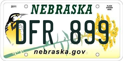 NE license plate DFR899