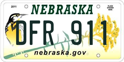 NE license plate DFR911