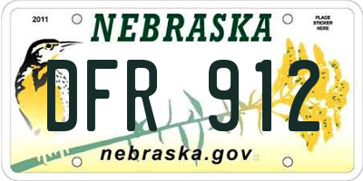 NE license plate DFR912