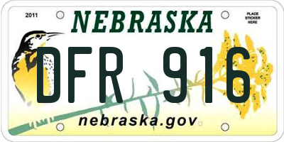 NE license plate DFR916
