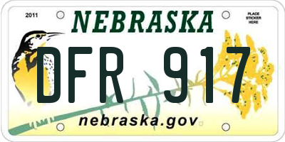 NE license plate DFR917