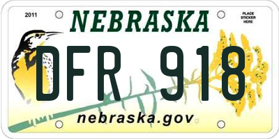 NE license plate DFR918