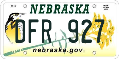 NE license plate DFR927