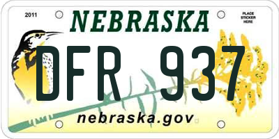 NE license plate DFR937