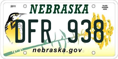 NE license plate DFR938