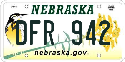 NE license plate DFR942