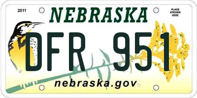NE license plate DFR951