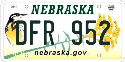 NE license plate DFR952