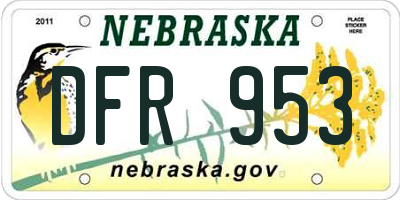 NE license plate DFR953