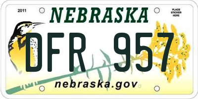 NE license plate DFR957