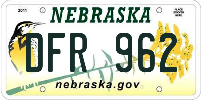NE license plate DFR962