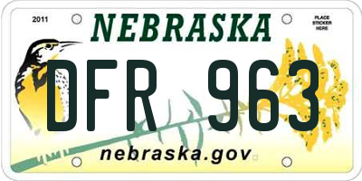 NE license plate DFR963