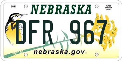 NE license plate DFR967