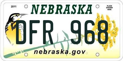 NE license plate DFR968