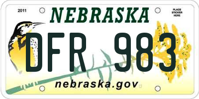 NE license plate DFR983