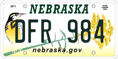 NE license plate DFR984