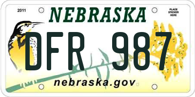 NE license plate DFR987