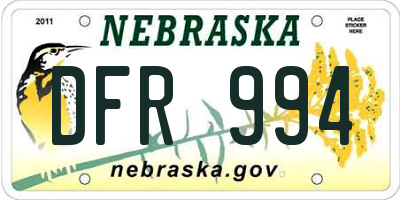 NE license plate DFR994