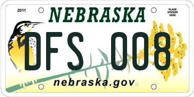 NE license plate DFS008