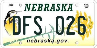 NE license plate DFS026