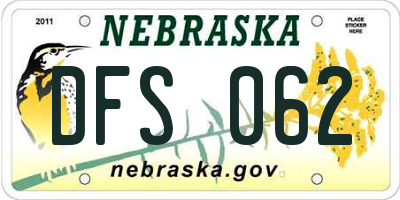 NE license plate DFS062
