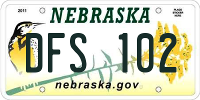 NE license plate DFS102