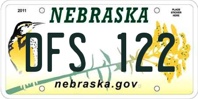 NE license plate DFS122