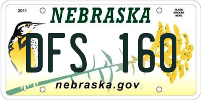 NE license plate DFS160