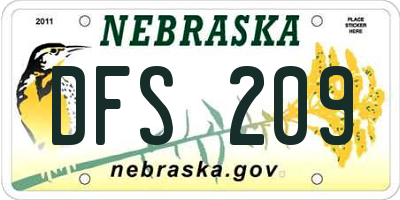NE license plate DFS209