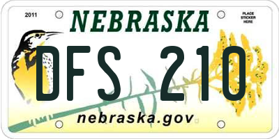 NE license plate DFS210