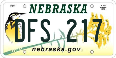 NE license plate DFS217