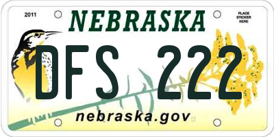 NE license plate DFS222