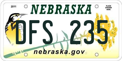 NE license plate DFS235