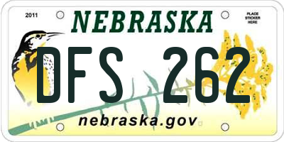 NE license plate DFS262